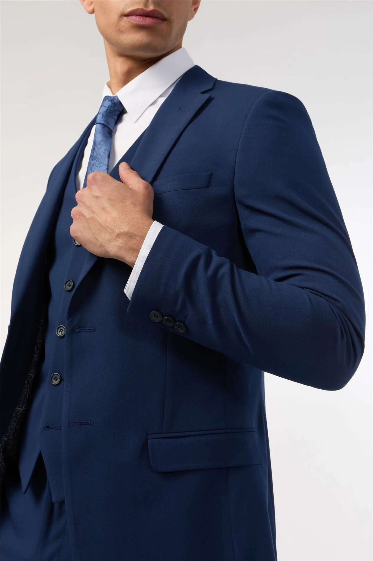 Limehaus Skinny Fit Blue Stretch Jacket thumbnail 5