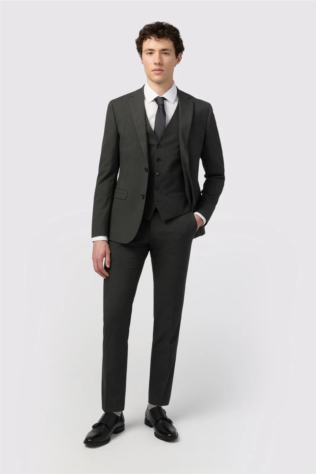 Limehaus Skinny Fit Charcoal Stretch Jacket thumbnail 2