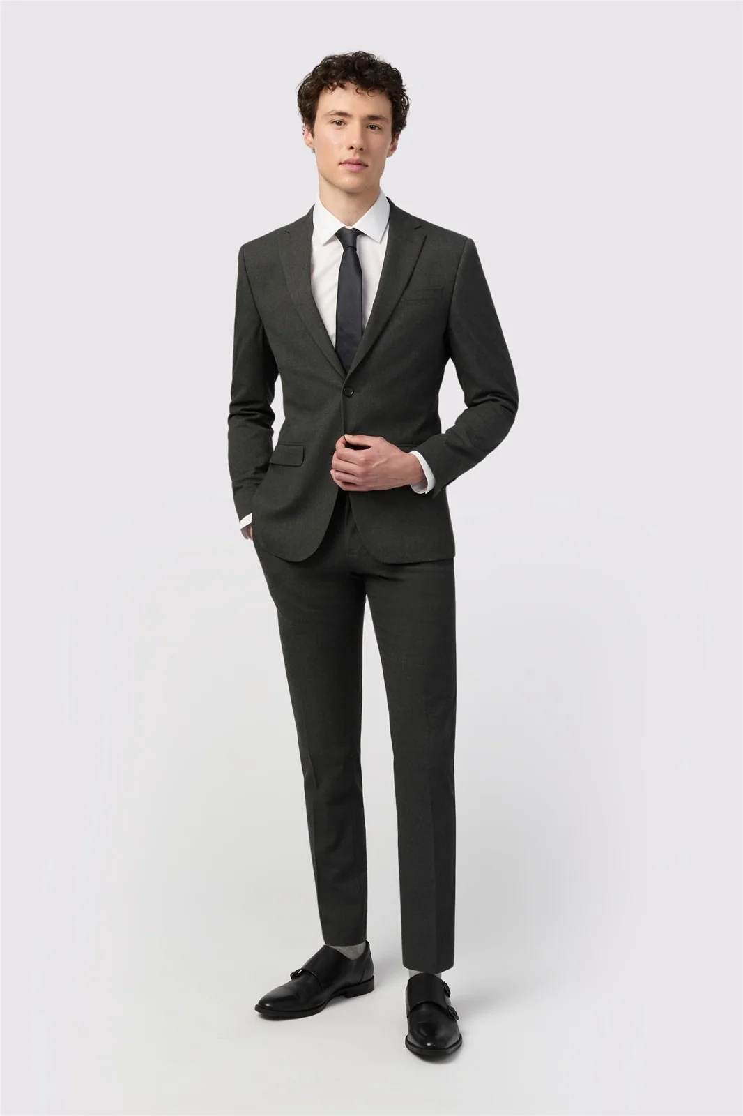 Limehaus Skinny Fit Charcoal Stretch Jacket thumbnail 3
