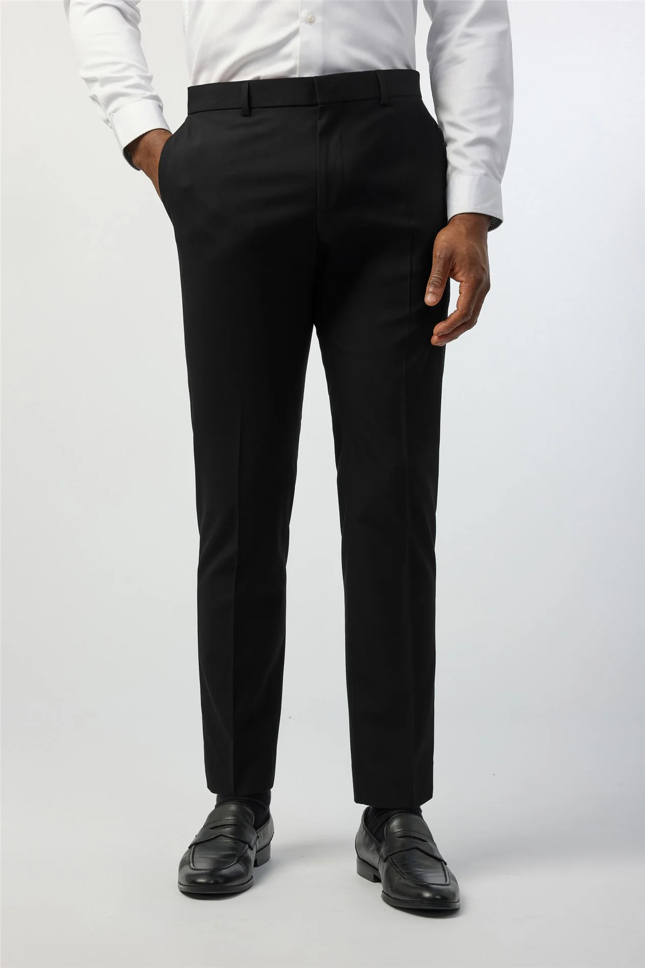 Limehaus Slim Fit Black Stretch Trousers primary image