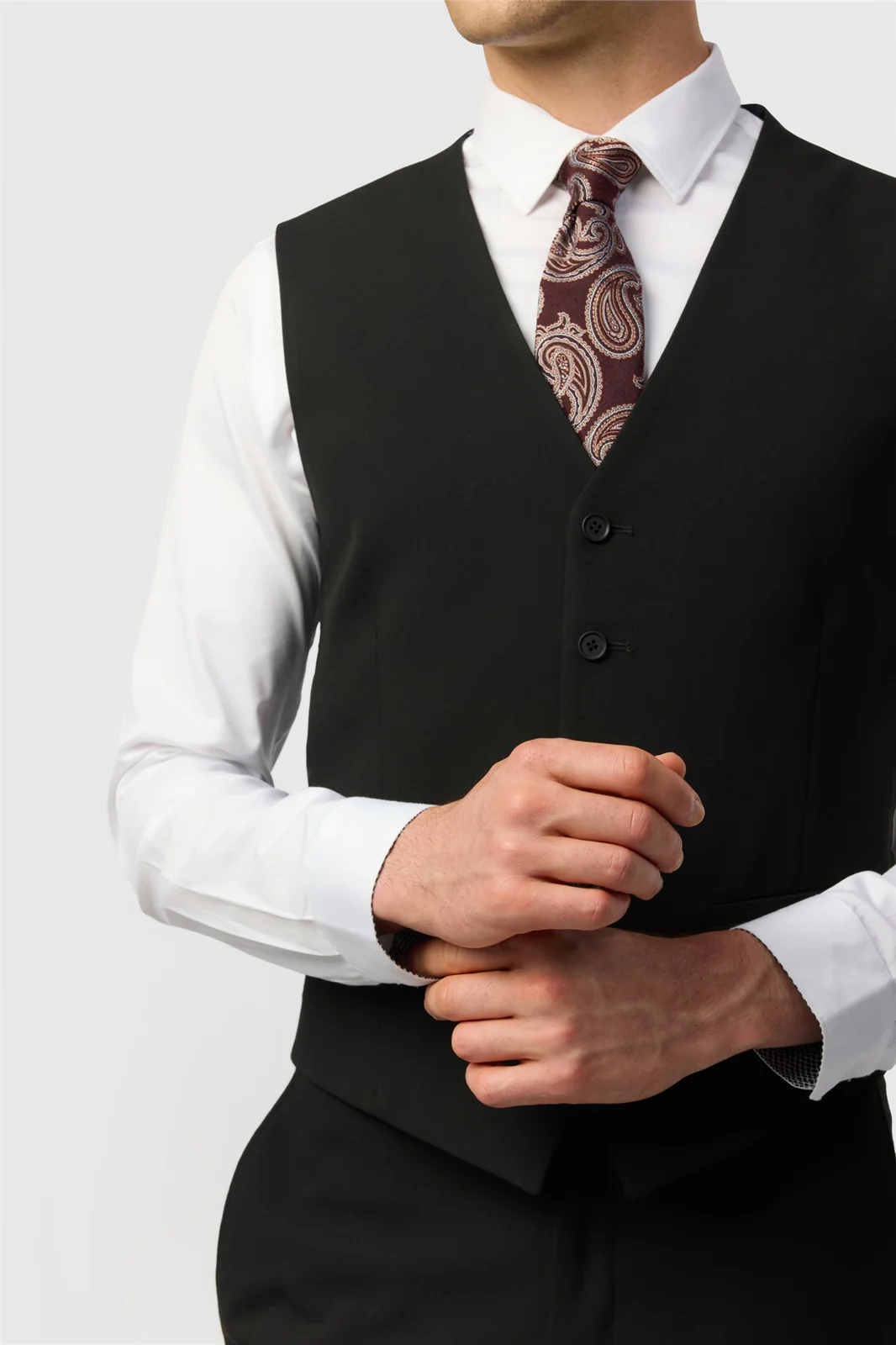 Limehaus Slim Fit Black Stretch Waistcoat thumbnail 2