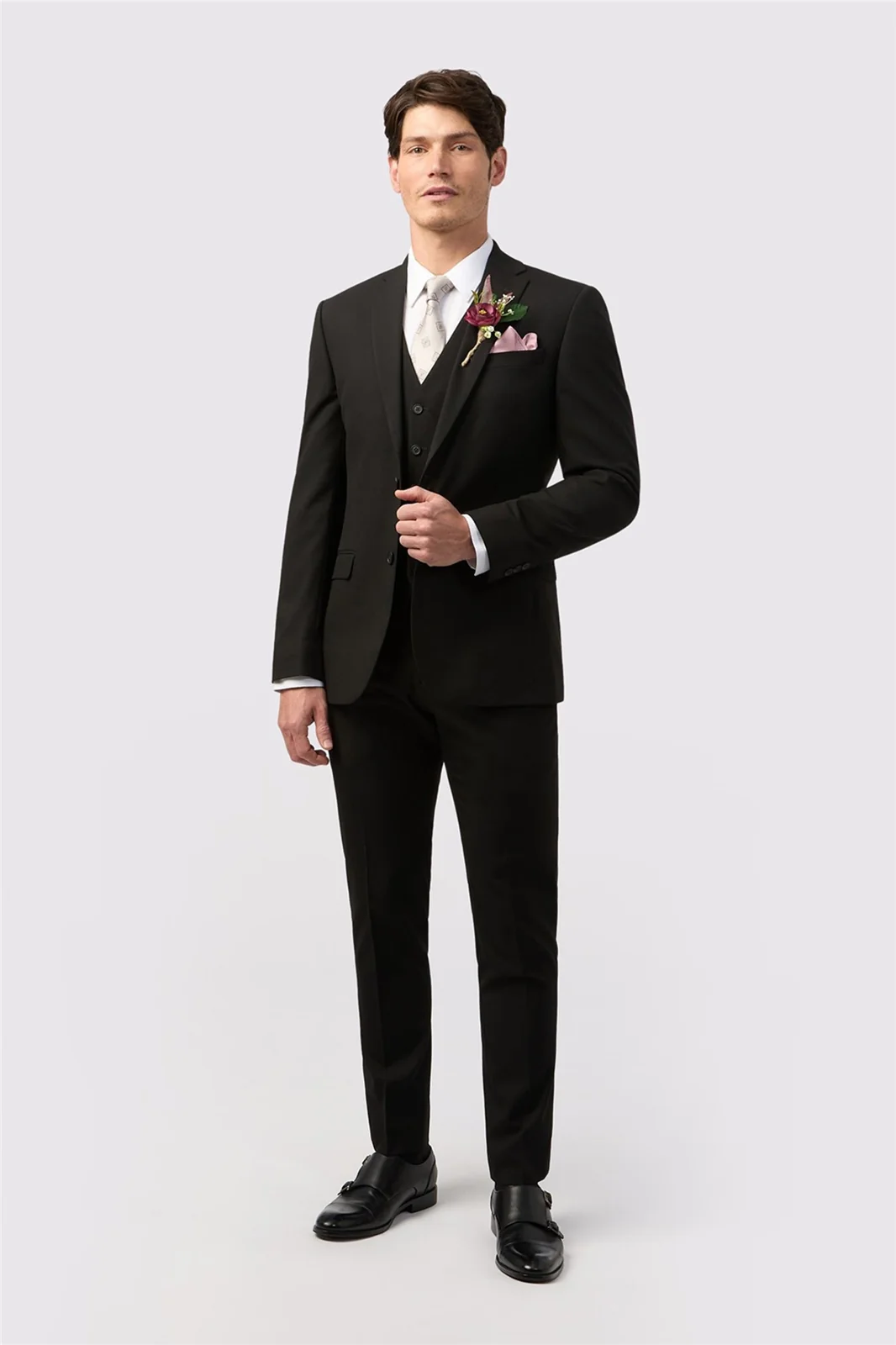 Limehaus Slim Fit Black Stretch Waistcoat thumbnail 3