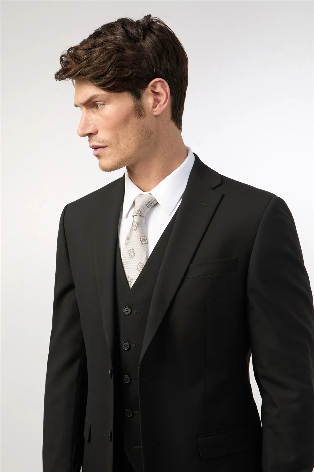 Limehaus Slim Fit Black Stretch Waistcoat thumbnail 5