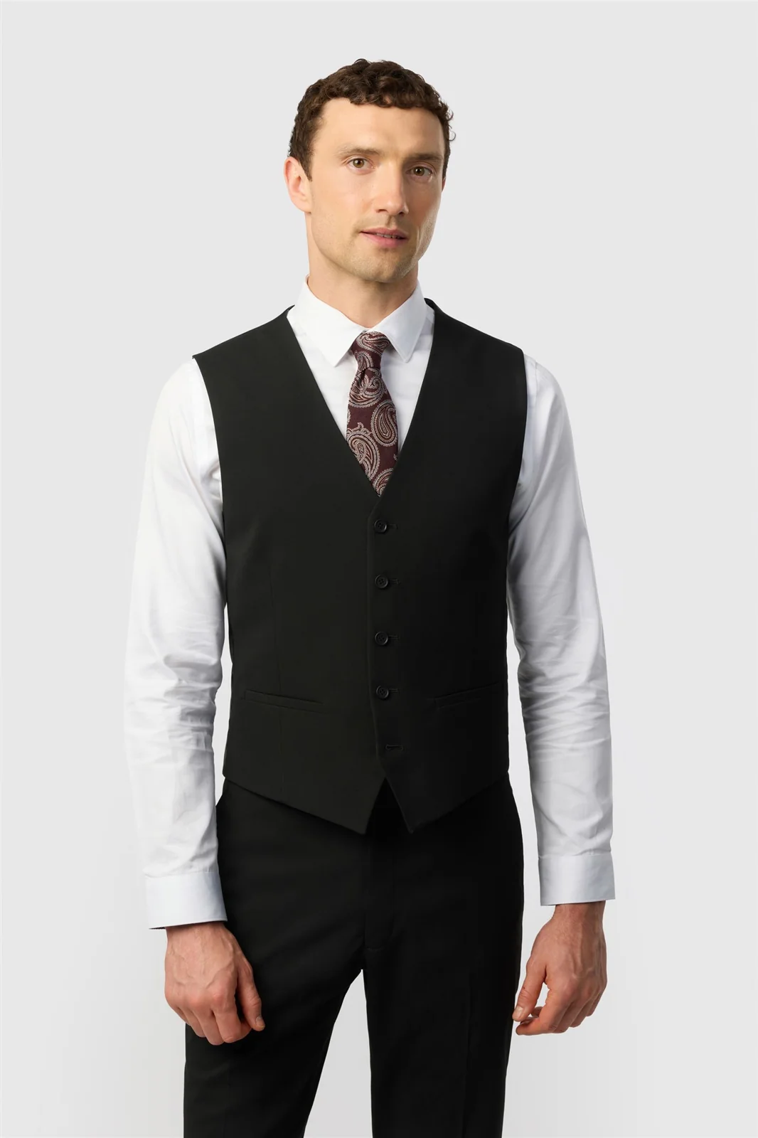 Limehaus Slim Fit Black Stretch Waistcoat primary image