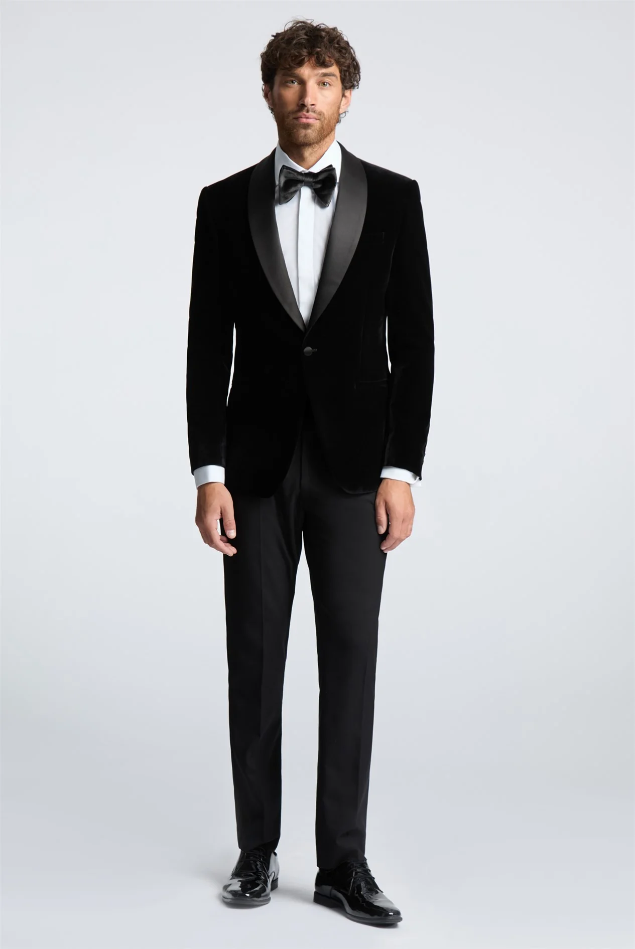 Limehaus Slim Fit Black Velvet Blazer thumbnail 2