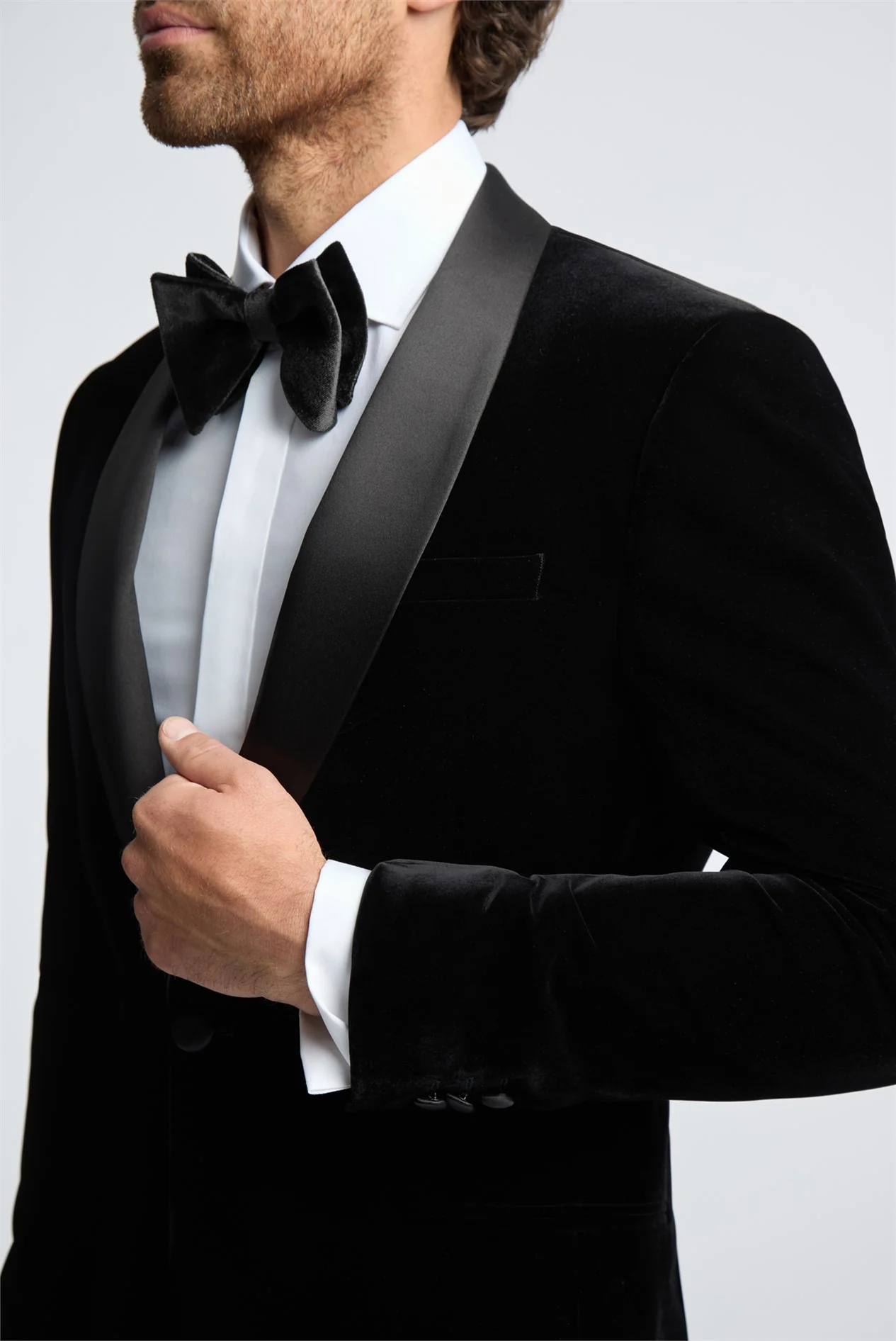 Limehaus Slim Fit Black Velvet Blazer thumbnail 3