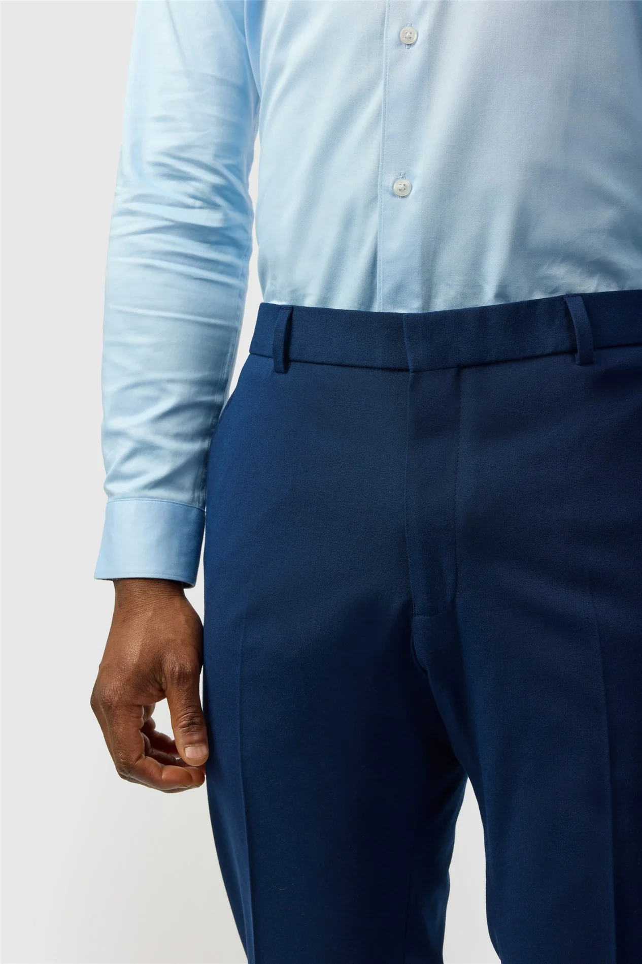 Limehaus Slim Fit Blue Stretch Trousers thumbnail 2