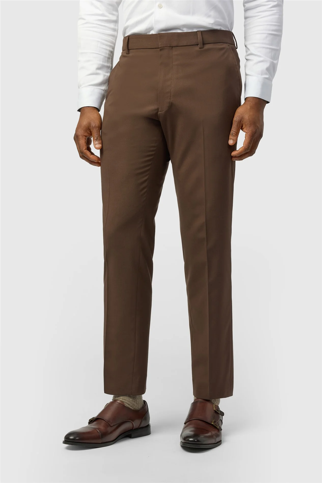 Limehaus Slim Fit Brown Trouser primary image