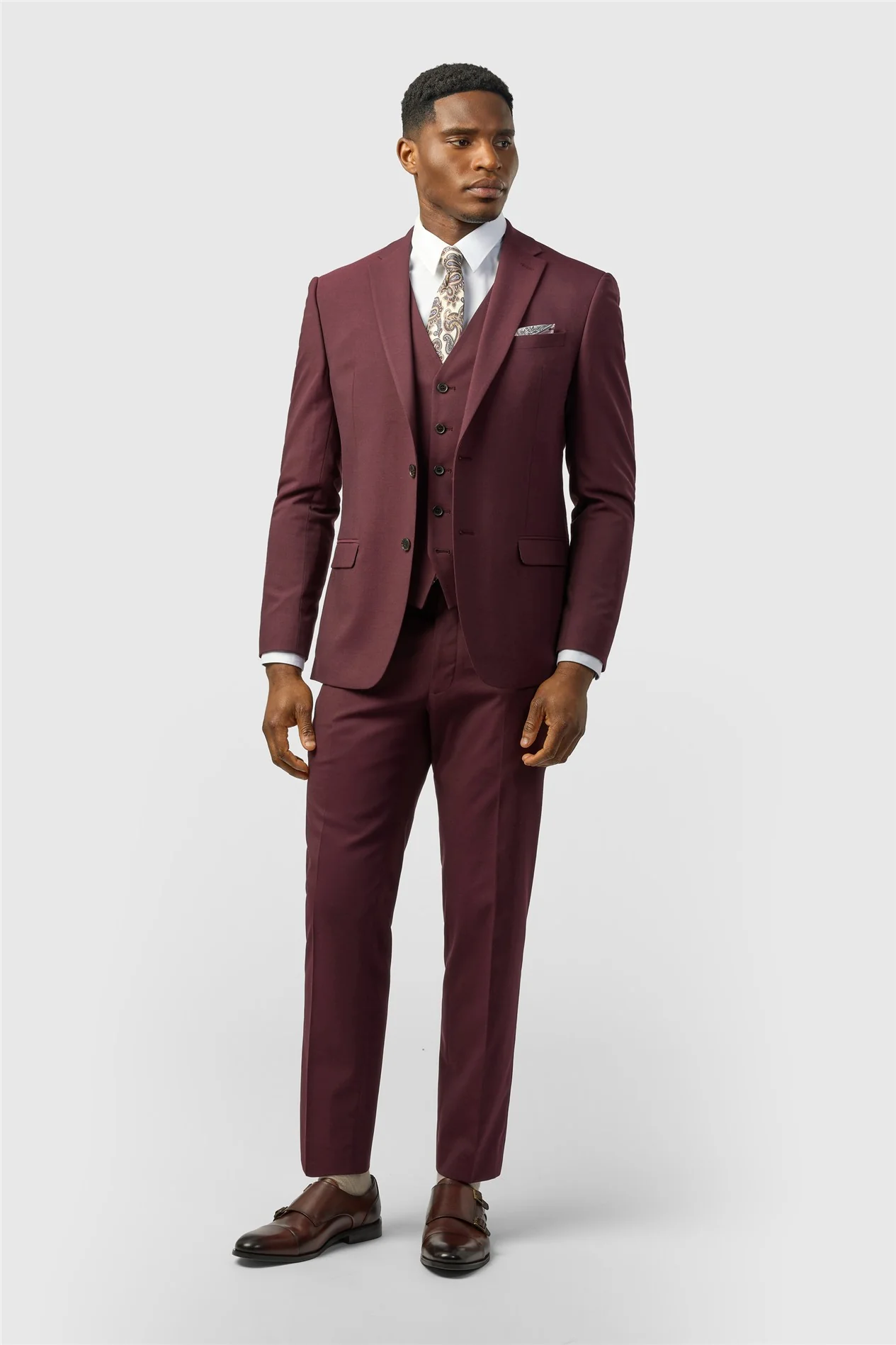 Limehaus Slim Fit Burgundy Jacket thumbnail 2