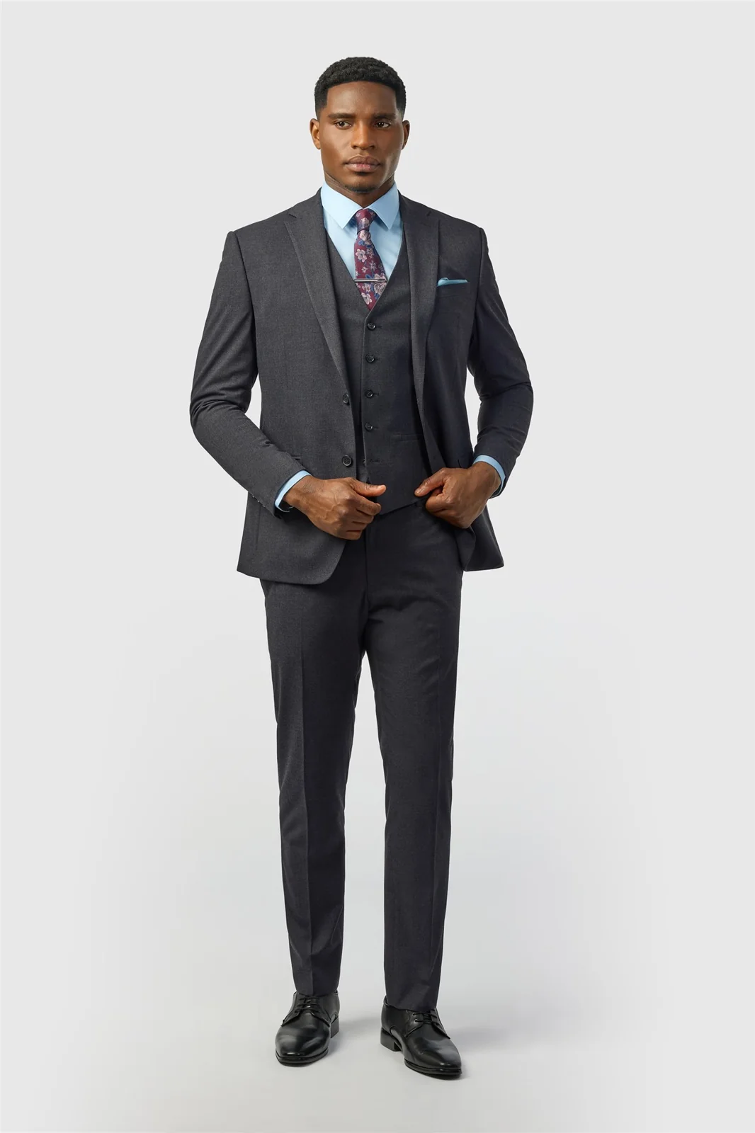 Limehaus Slim Fit Charcoal Stretch Jacket thumbnail 2