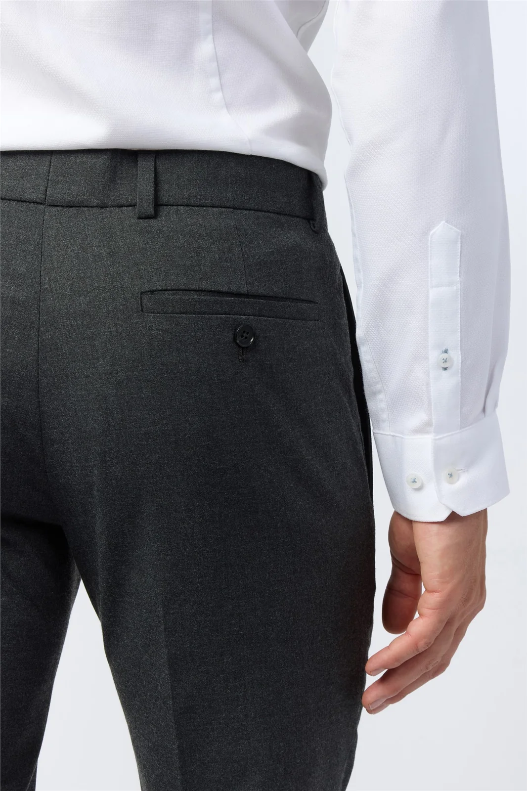Limehaus Slim Fit Charcoal Stretch Trousers thumbnail 2