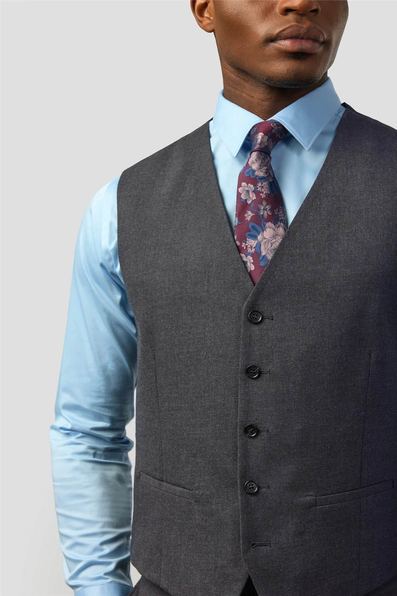 Limehaus Slim Fit Charcoal Stretch Waistcoat thumbnail 2