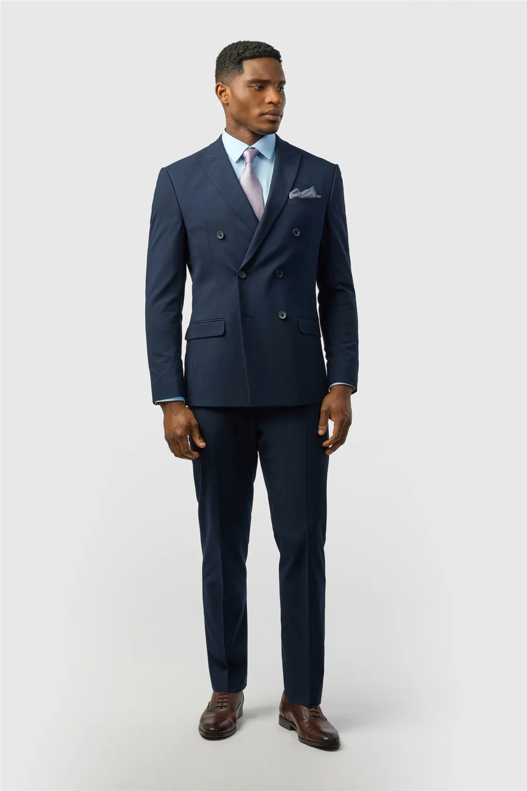 Limehaus Slim Fit Navy Stretch Double Breasted Jacket thumbnail 2