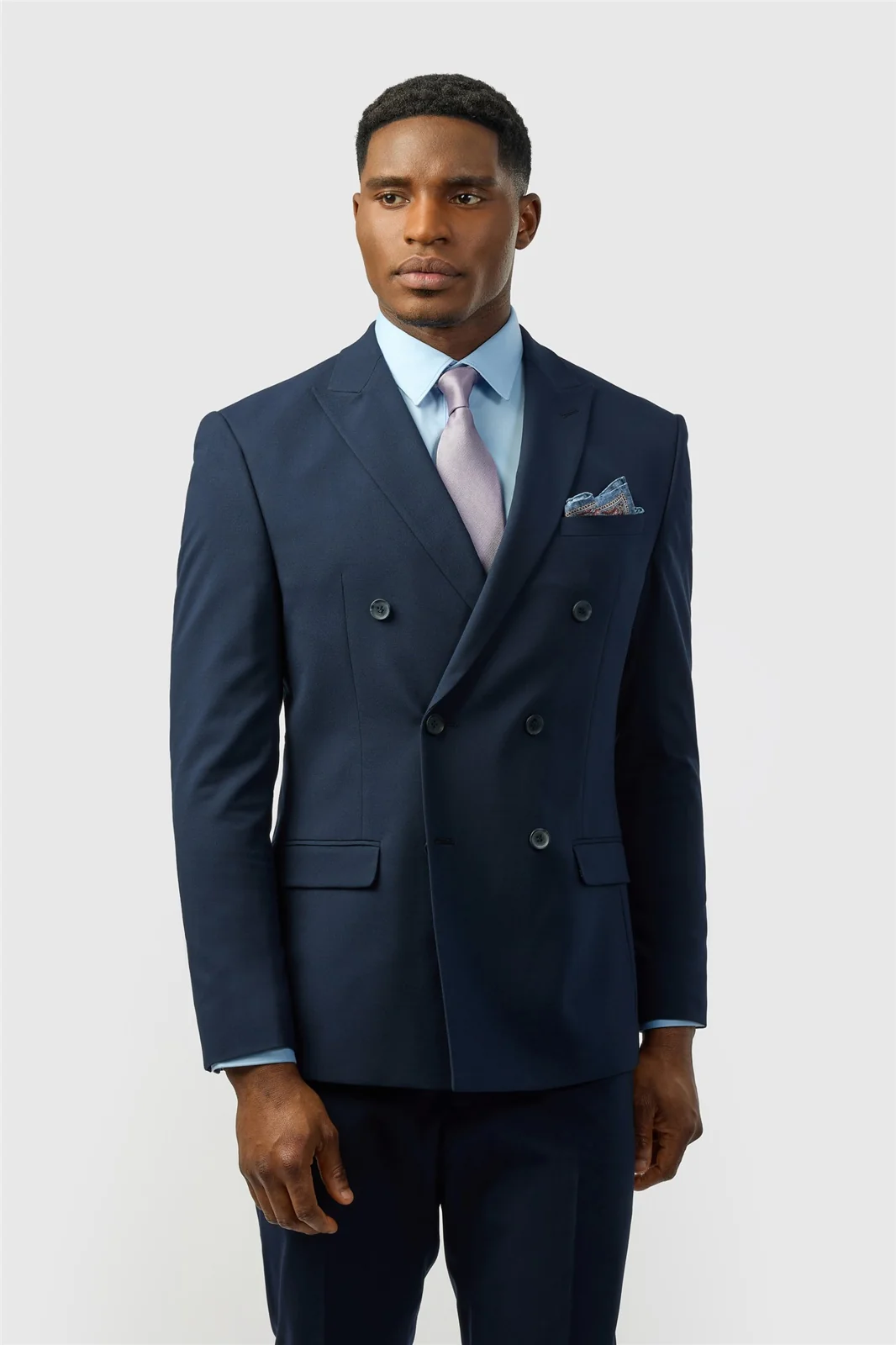 Limehaus Slim Fit Navy Stretch Double Breasted Jacket primary image