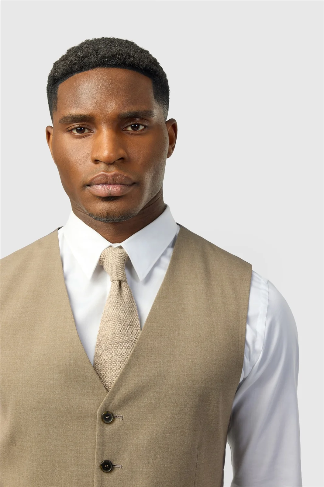 Limehaus Slim Fit Oatmeal Waistcoat thumbnail 2