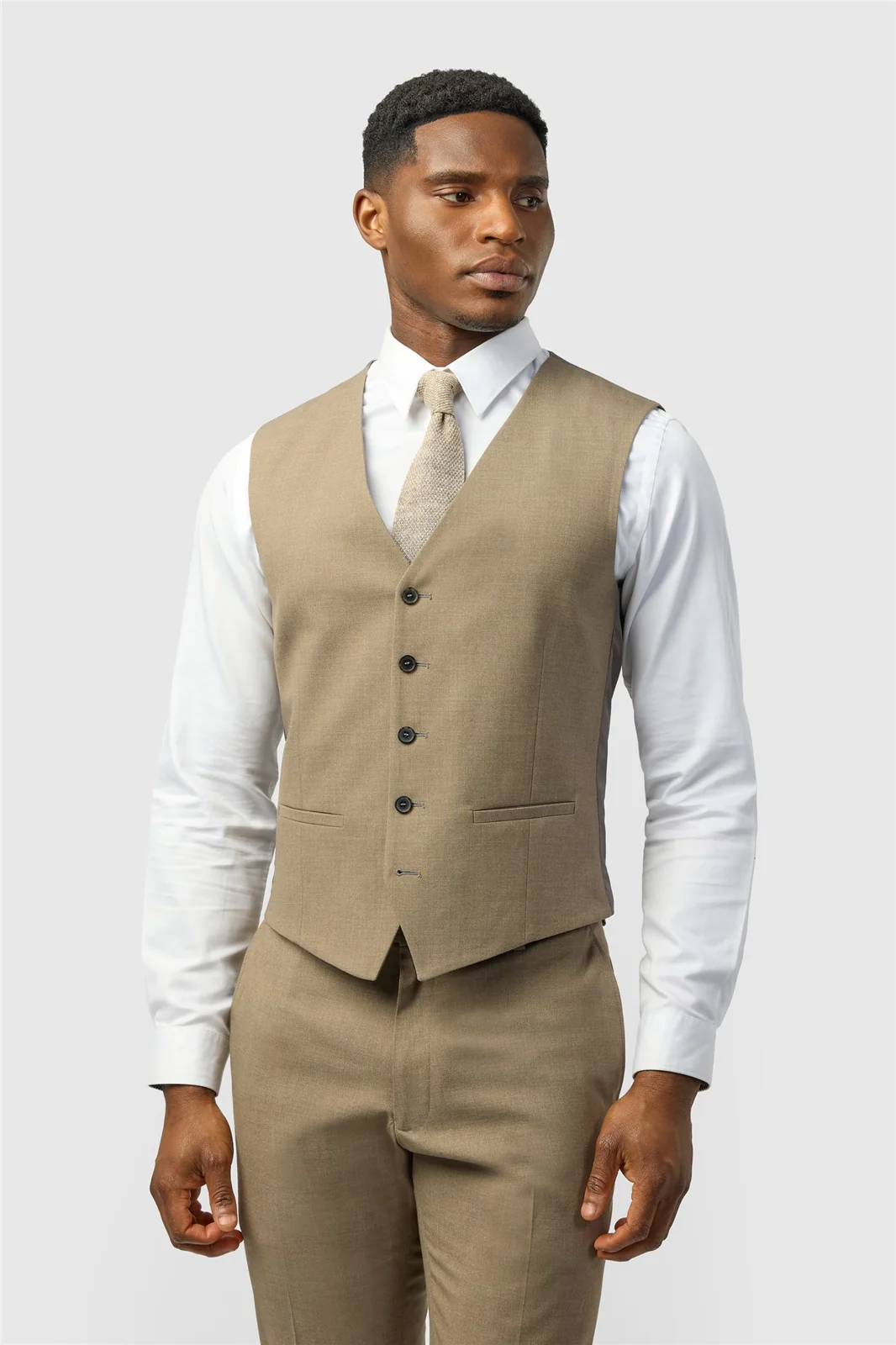 Limehaus Slim Fit Oatmeal Waistcoat primary image