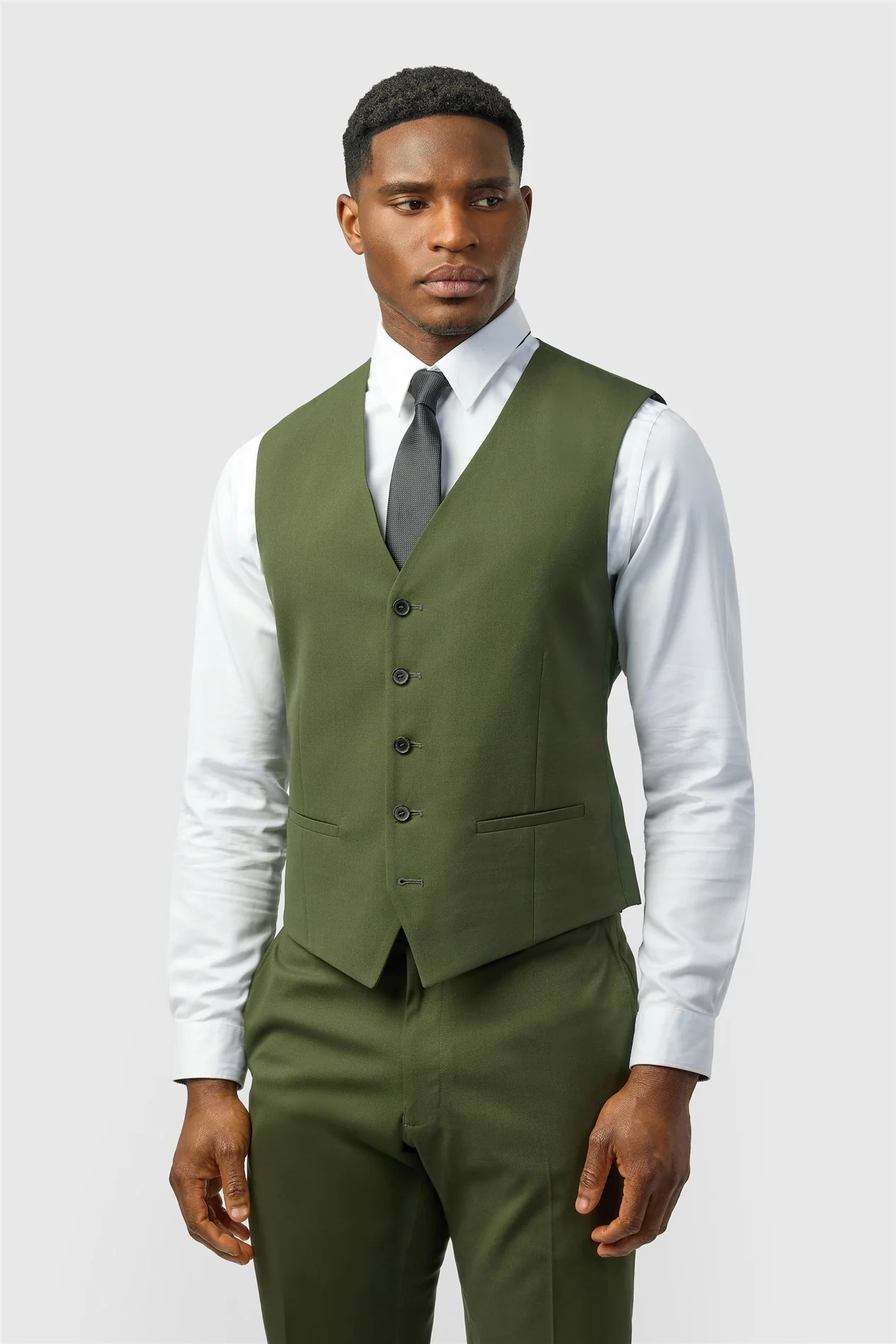 Limehaus Slim Fit Olive Waistcoat primary image