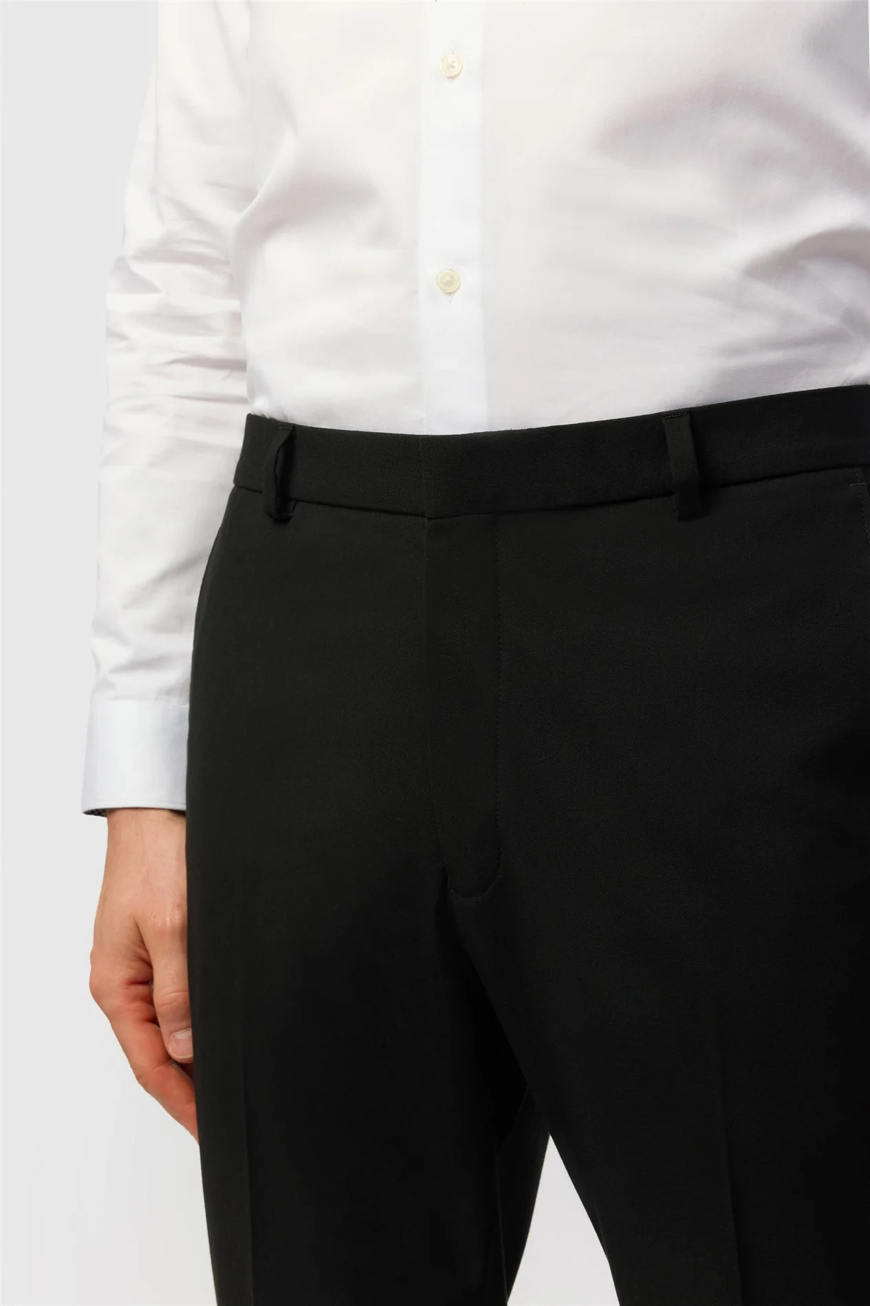 Limehaus Tailored Fit Black Stretch Trousers thumbnail 2