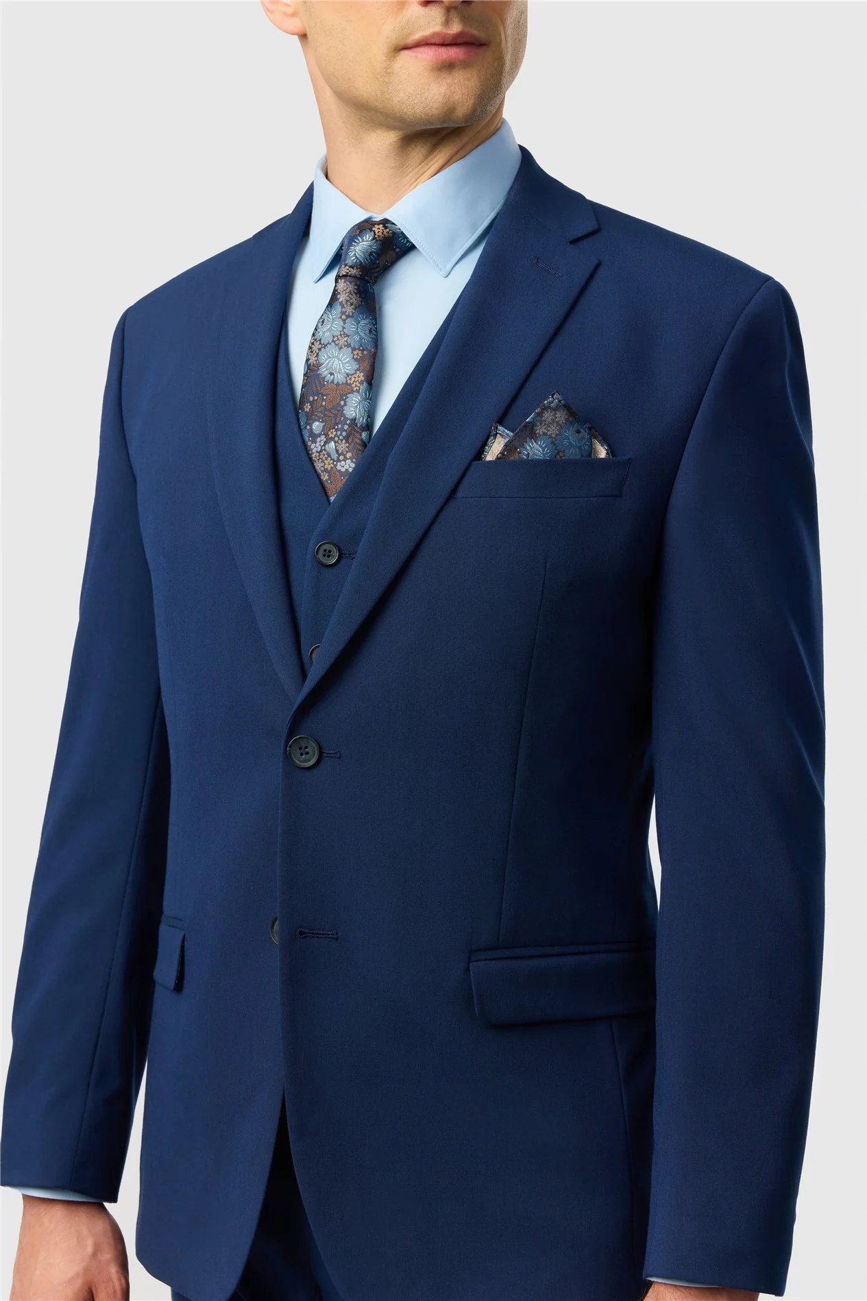 Limehaus Tailored Fit Blue Stretch Jacket thumbnail 3