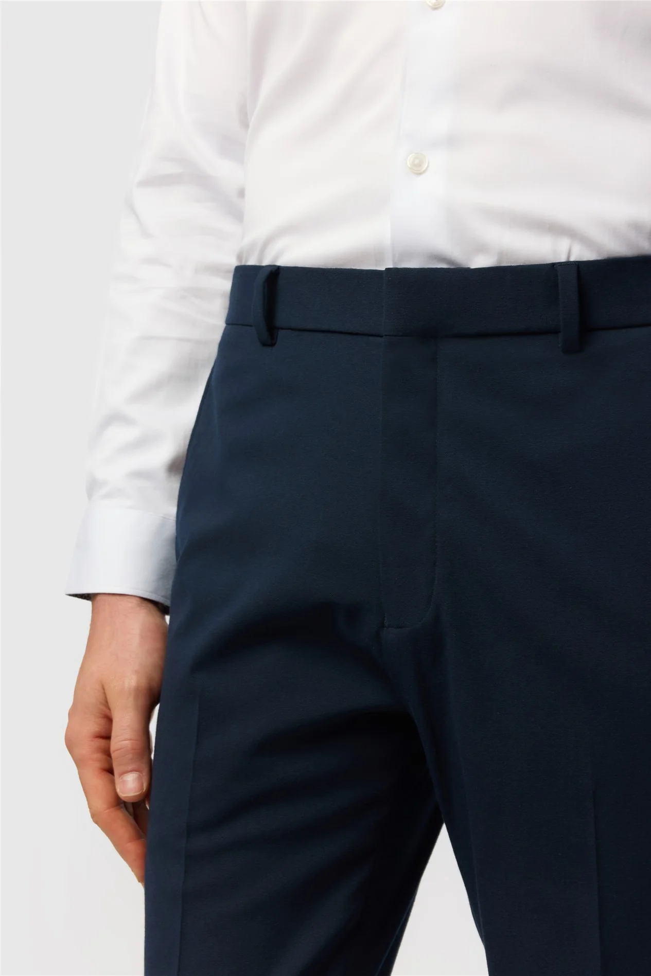Limehaus Tailored Fit Navy Stretch Trousers thumbnail 2