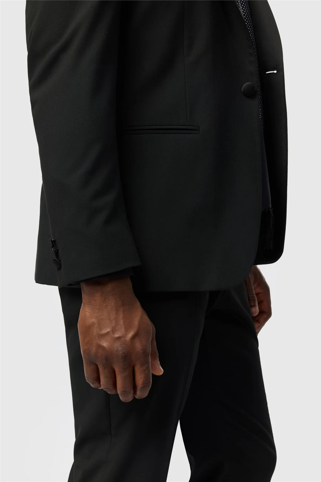 Limehaus Tailored Fit Stretch Black Tuxedo Jacket thumbnail 4