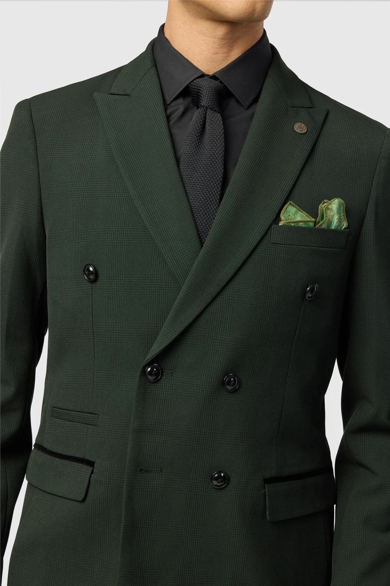 Marc Darcy Slim Fit Bromley Green Double Breasted Jacket thumbnail 3