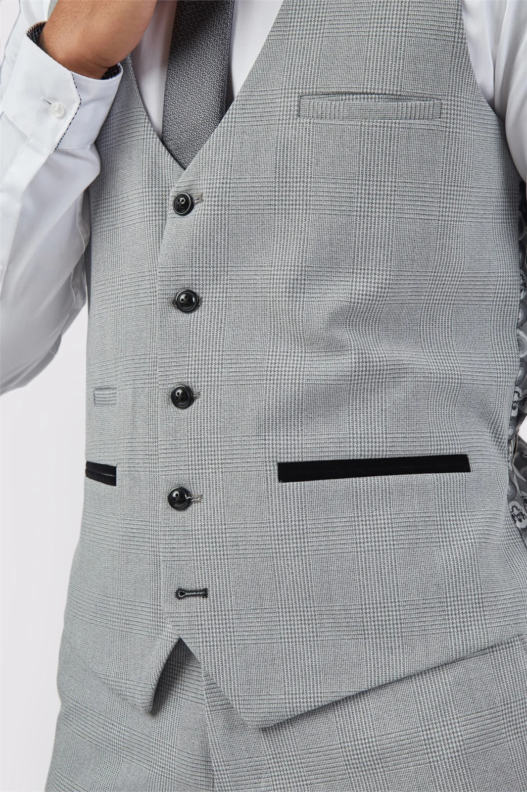 Marc Darcy Slim Fit Bromley Grey Waistcoat thumbnail 3