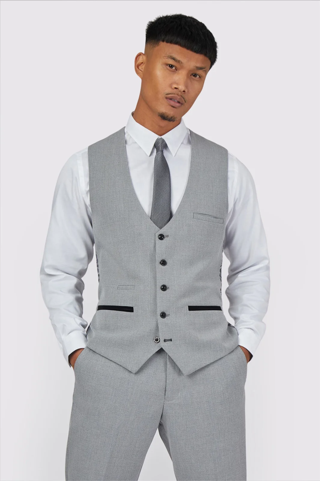 Marc Darcy Slim Fit Bromley Grey Waistcoat primary image