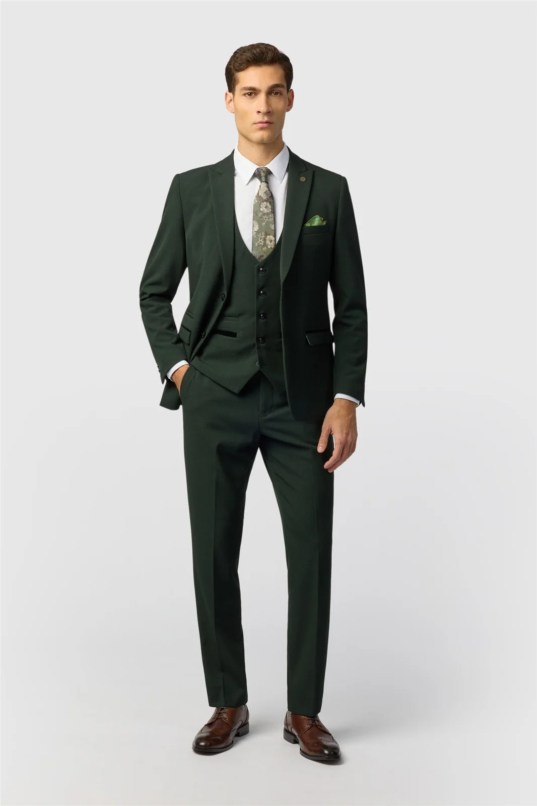 Marc Darcy Slim Fit Bromley Olive Green Suit Jacket thumbnail 2