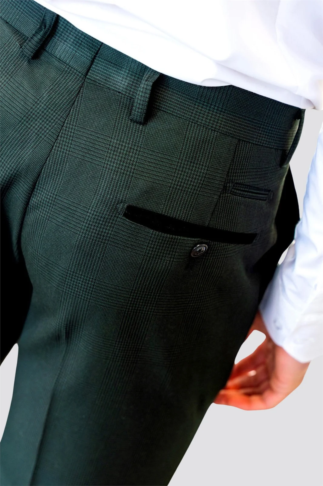 Marc Darcy Slim Fit Bromley Olive Green Suit Trousers thumbnail 3