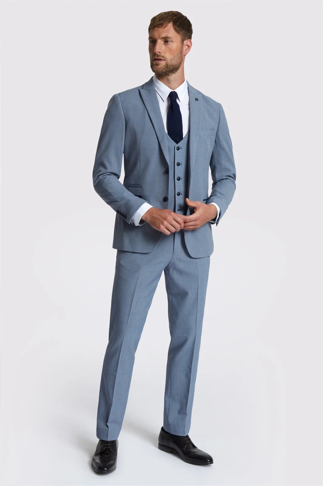 Marc Darcy Slim Fit Bromley Sky Blue Check Suit Jacket thumbnail 2