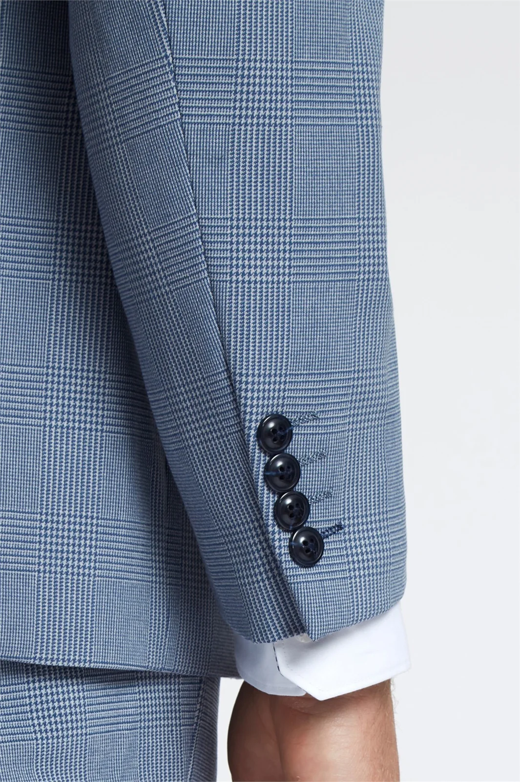 Marc Darcy Slim Fit Bromley Sky Blue Check Suit Jacket thumbnail 6