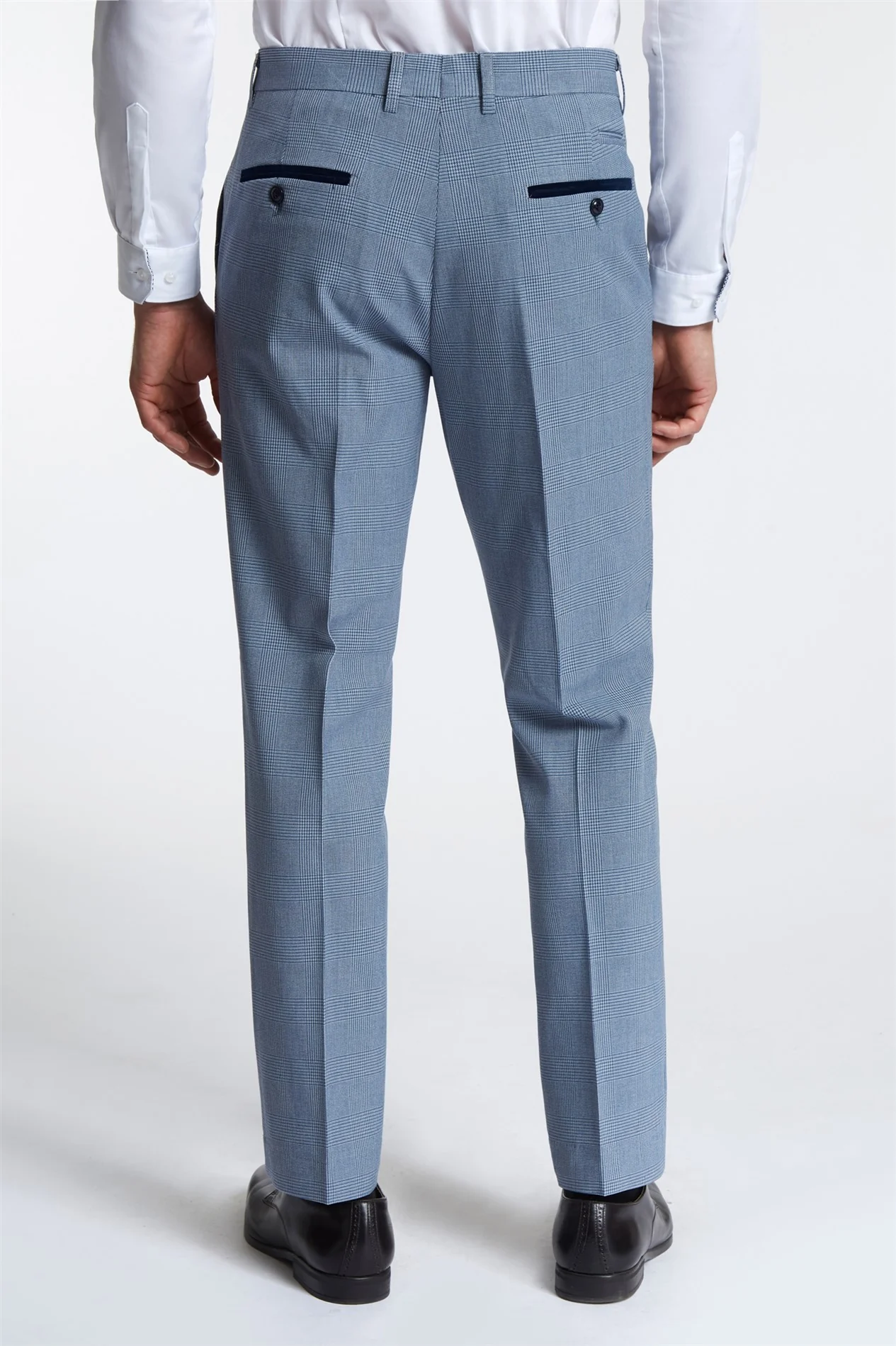 Marc Darcy Slim Fit Bromley Sky Blue Check Suit Trousers thumbnail 2