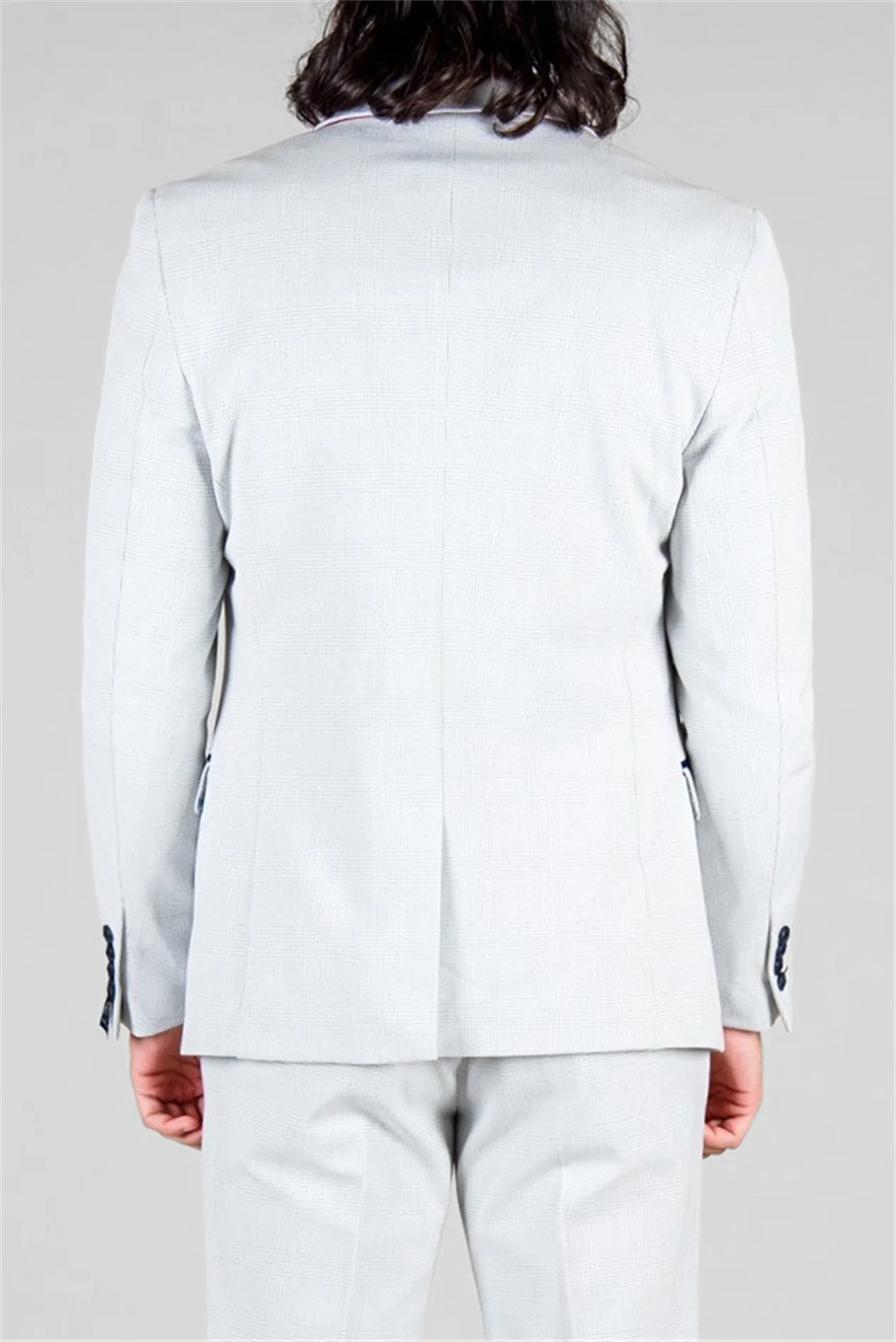 Marc Darcy Slim Fit Bromley Stone Check Jacket thumbnail 3