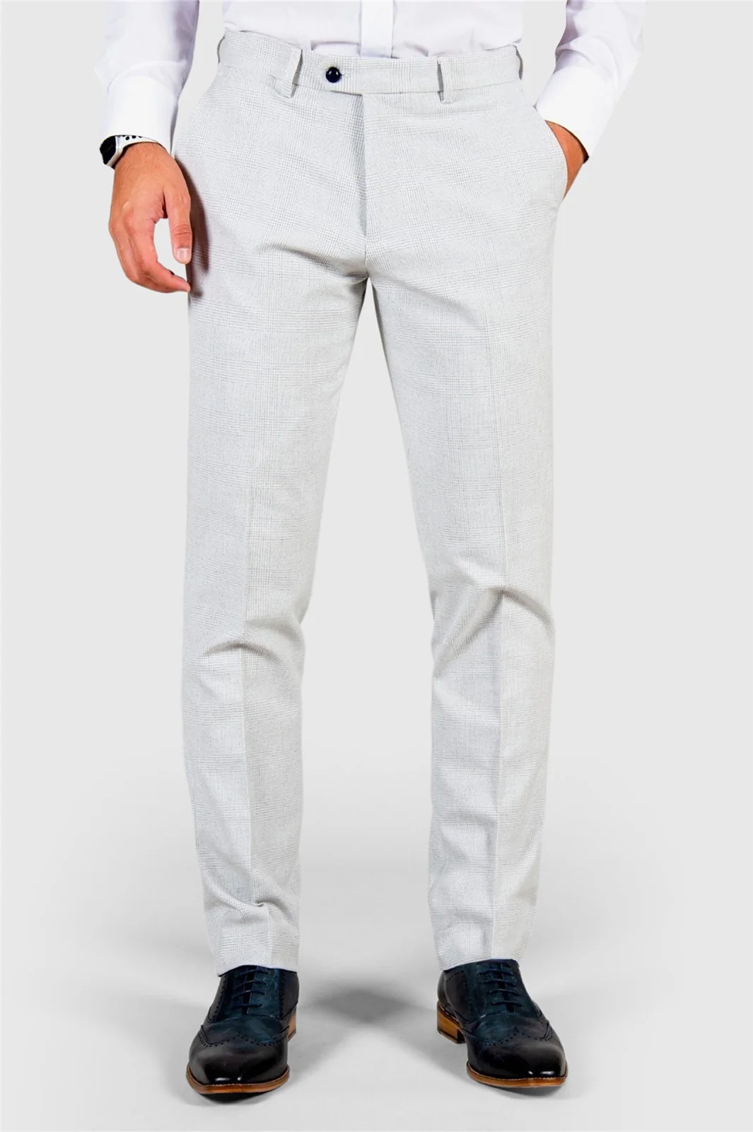 Marc Darcy Slim Fit Bromley Stone Check Trousers primary image
