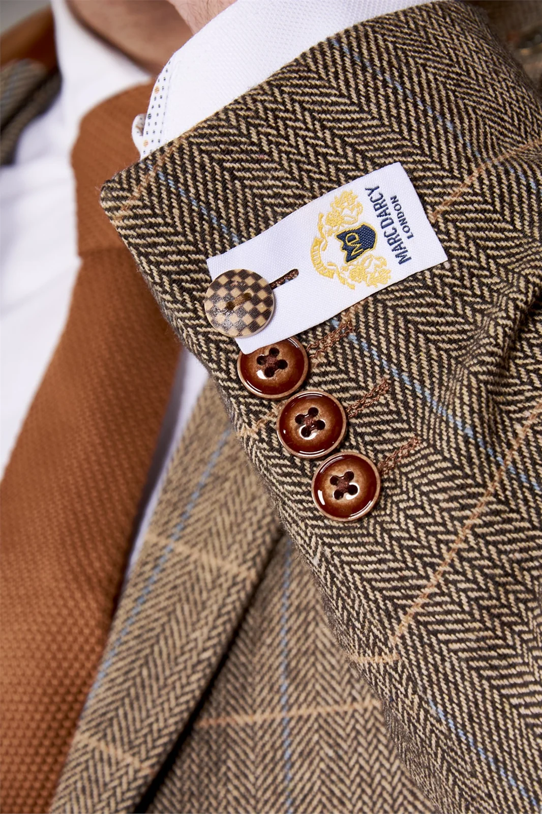 Marc Darcy Slim Fit DX7 Tan Tweed Blazer thumbnail 4