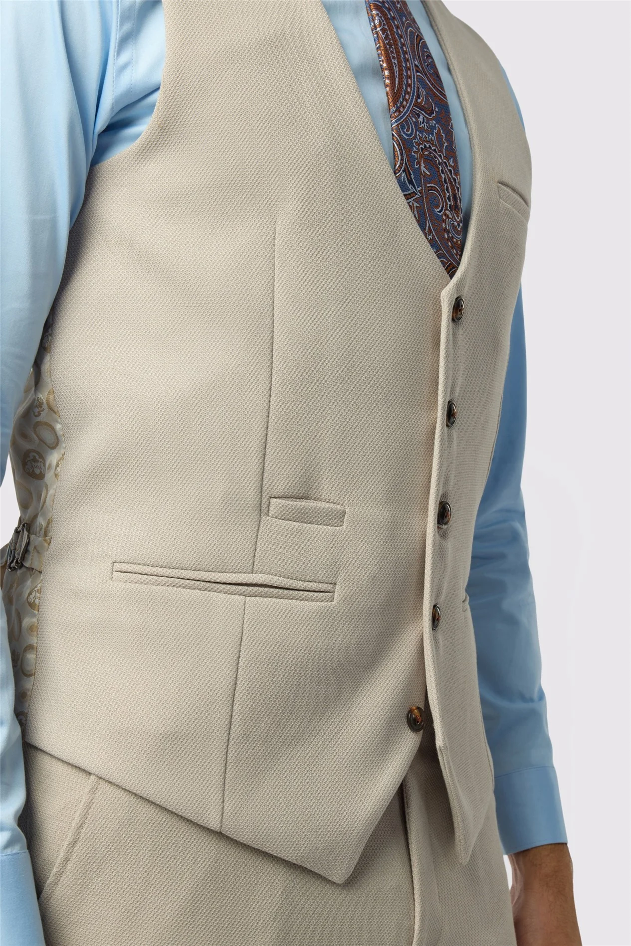 Marc Darcy Slim Fit HM5 Stone Waistcoat thumbnail 2