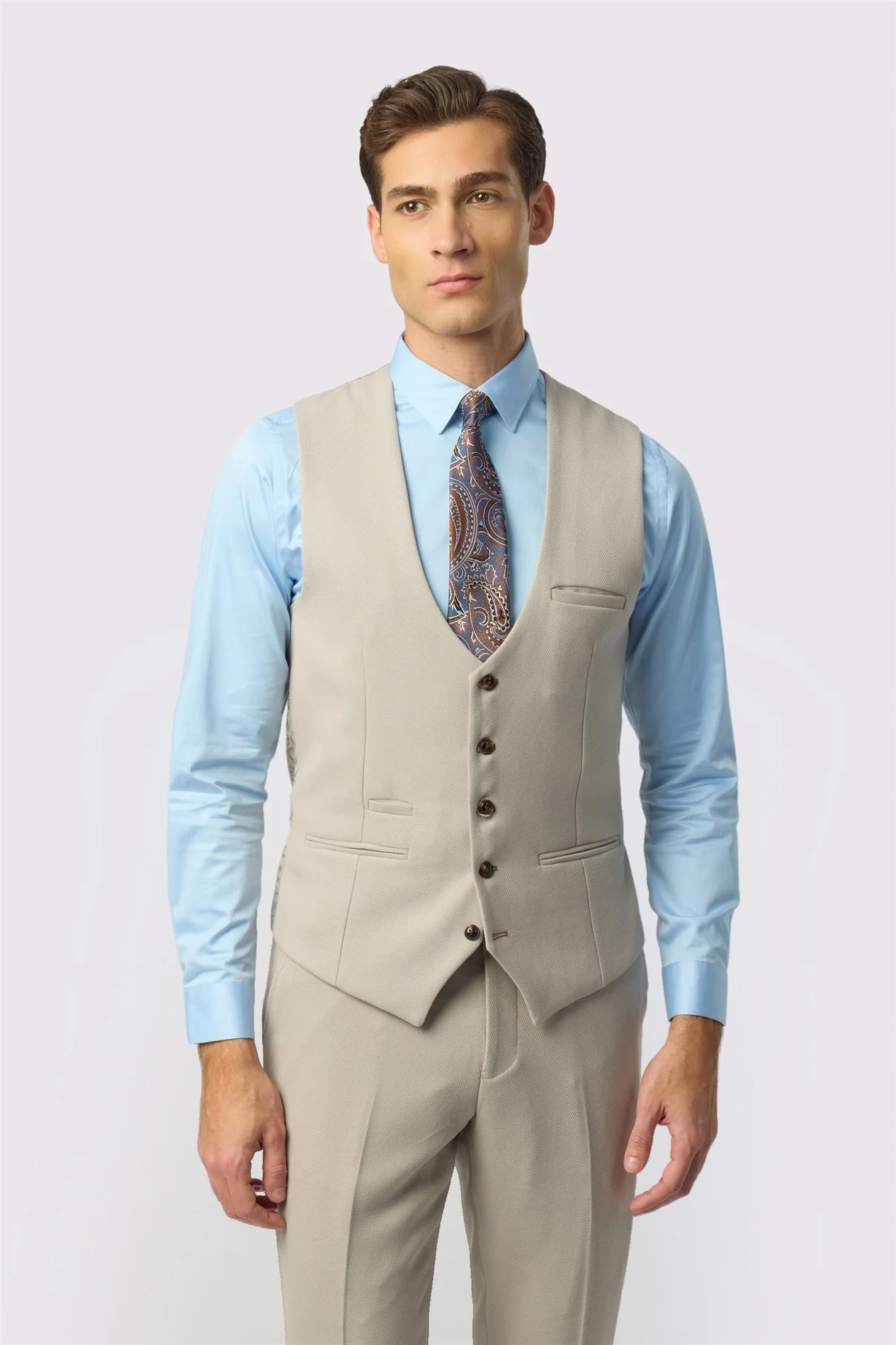Marc Darcy Slim Fit HM5 Stone Waistcoat