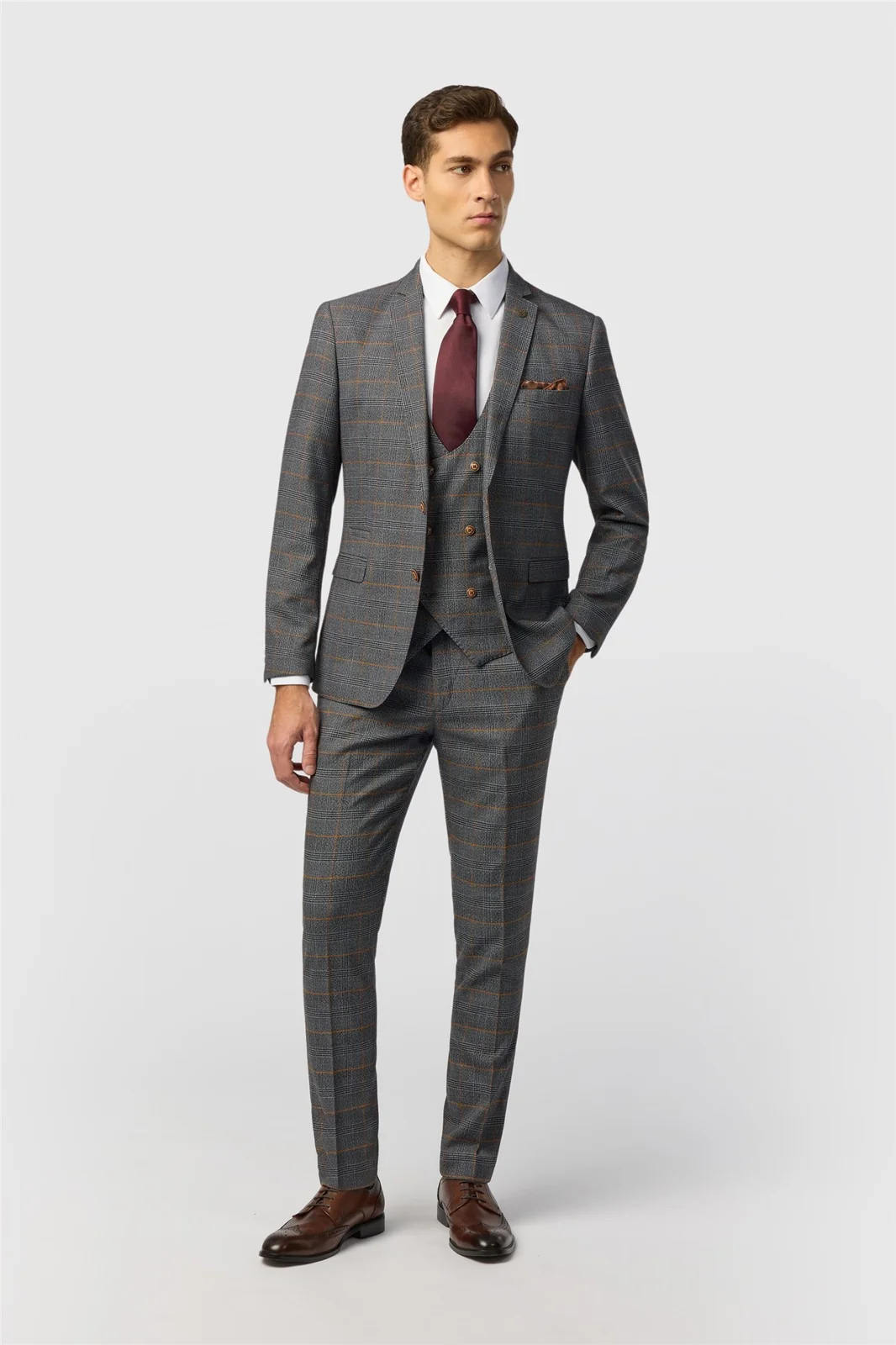 Marc Darcy Slim Fit Jenson Grey Check Jacket thumbnail 2
