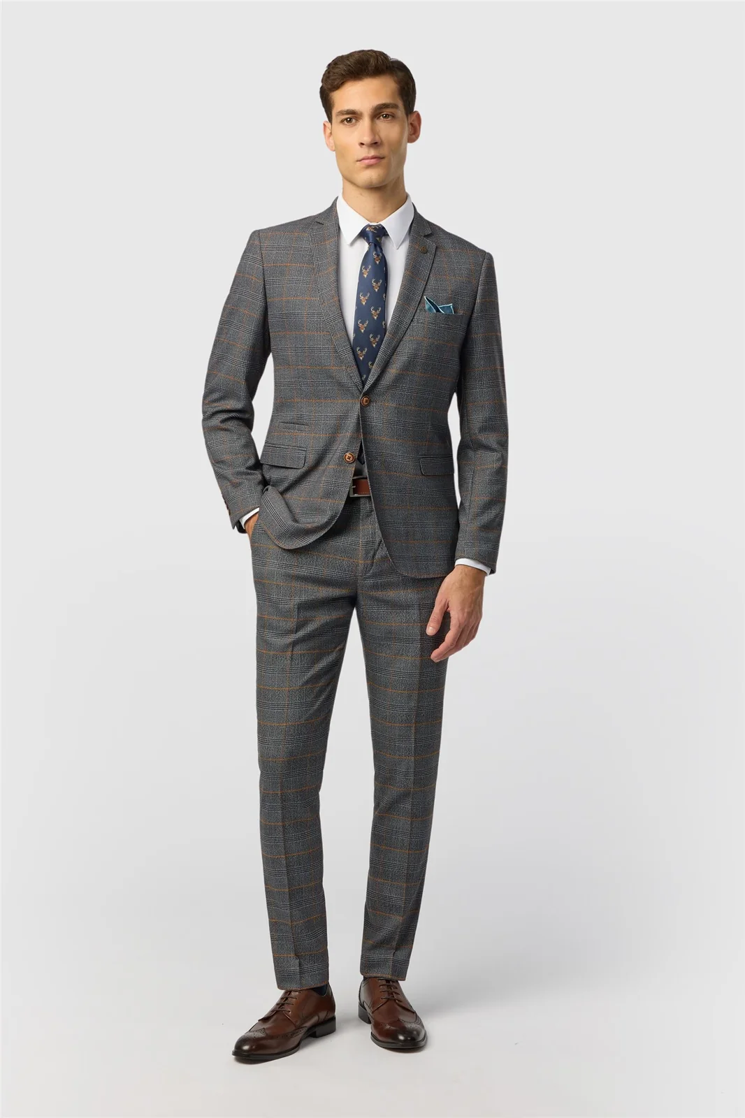 Marc Darcy Slim Fit Jenson Grey Check Jacket thumbnail 3