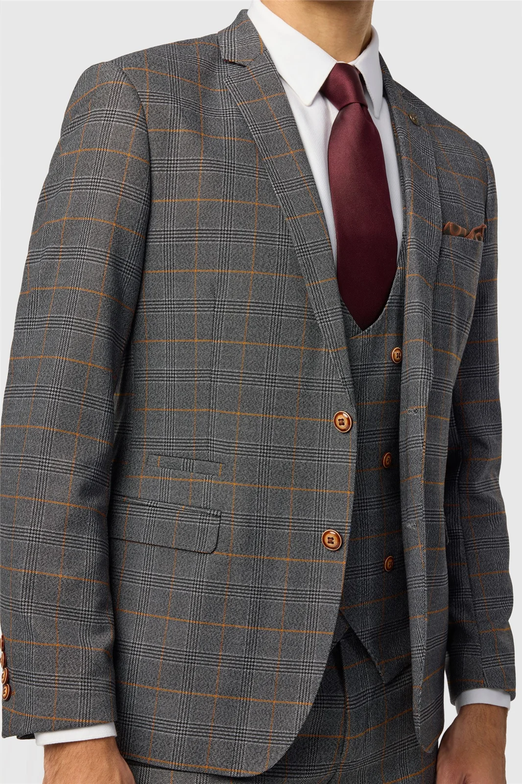 Marc Darcy Slim Fit Jenson Grey Check Jacket thumbnail 5