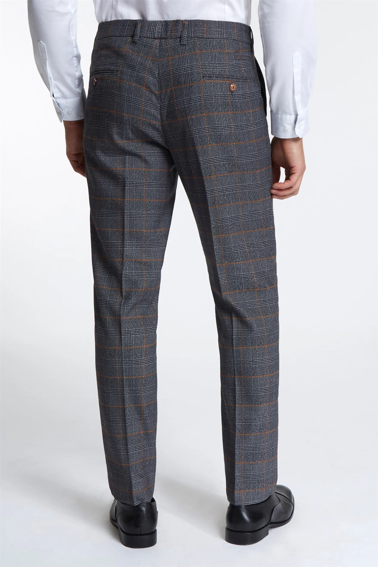 Marc Darcy Slim Fit Jenson Grey Check Suit Trousers thumbnail 2