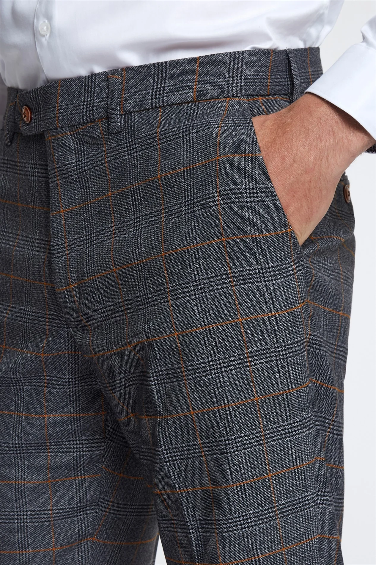 Marc Darcy Slim Fit Jenson Grey Check Suit Trousers thumbnail 3