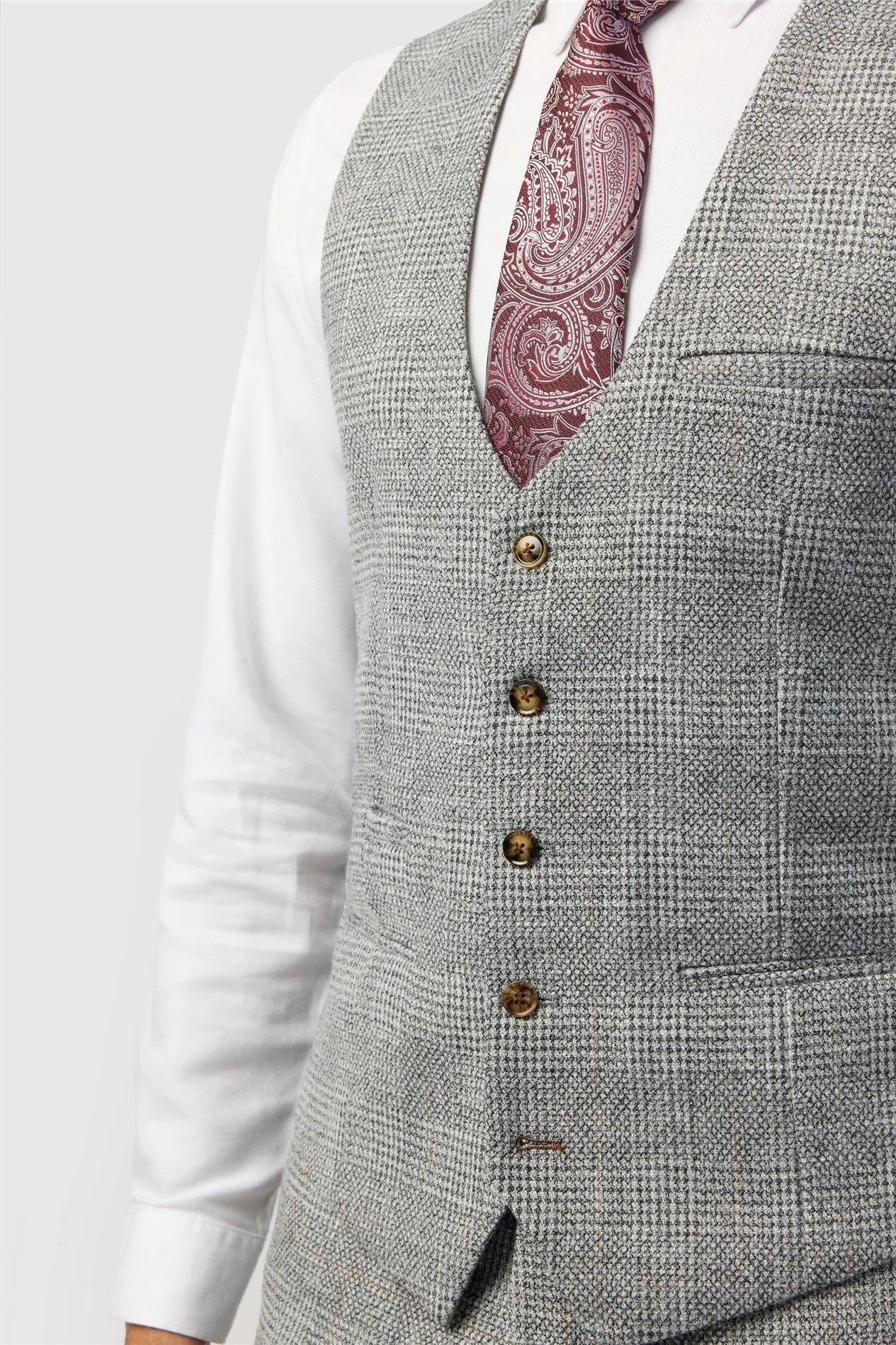 Marc Darcy Slim Fit Kris Silver Waistcoat thumbnail 2