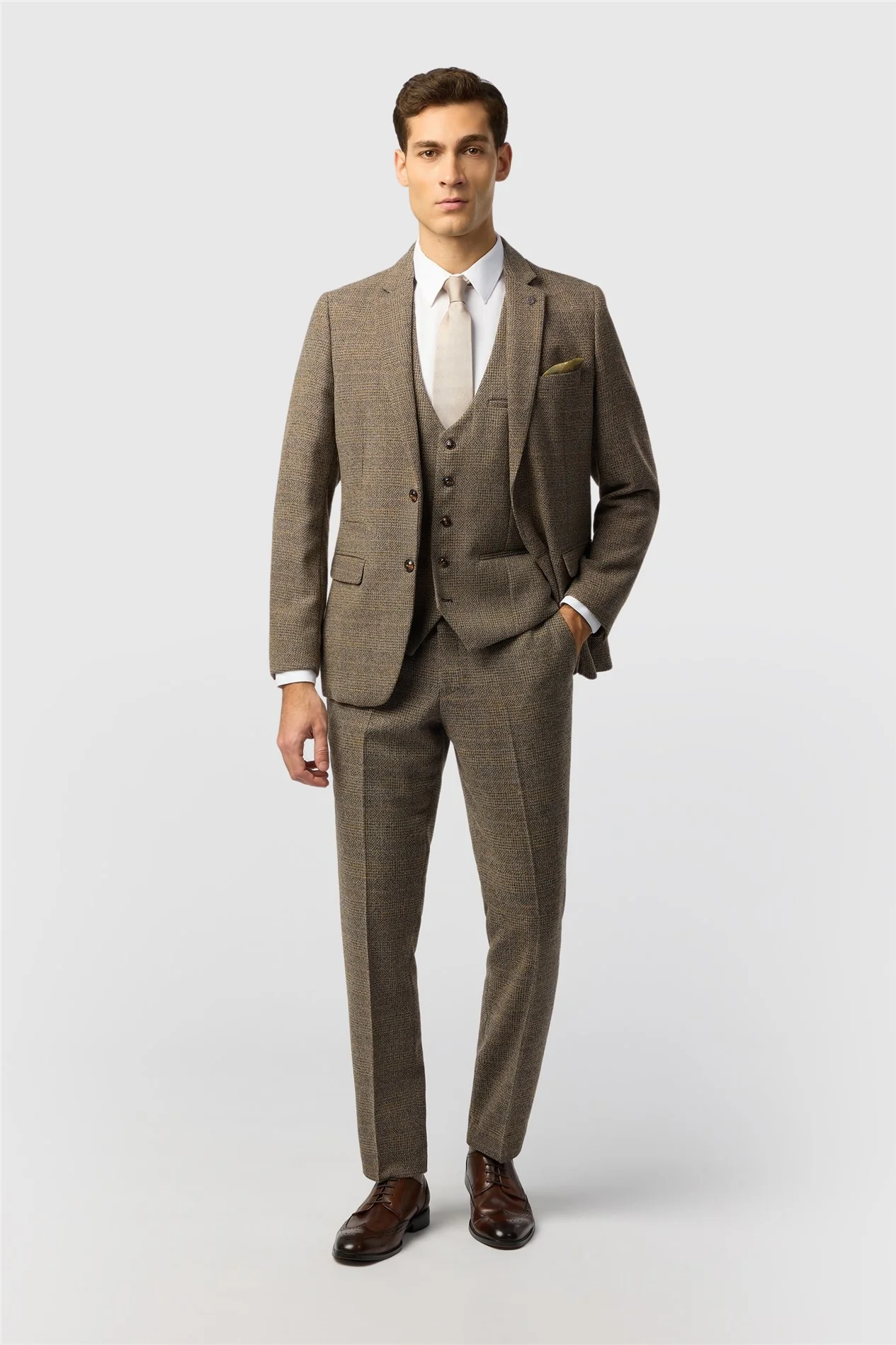 Marc Darcy Slim Fit Kris Tan Tweed Jacket thumbnail 2