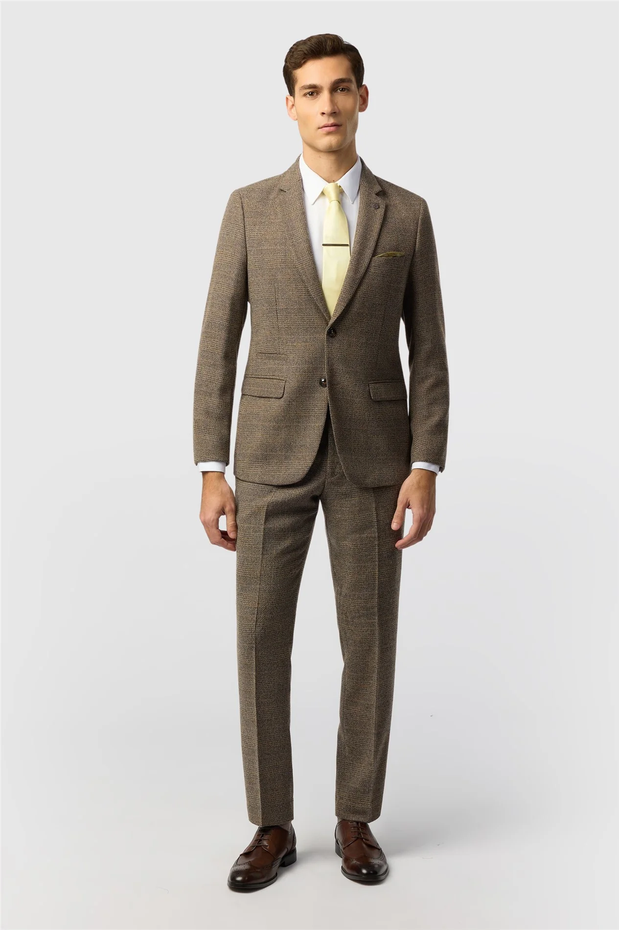 Marc Darcy Slim Fit Kris Tan Tweed Jacket thumbnail 3