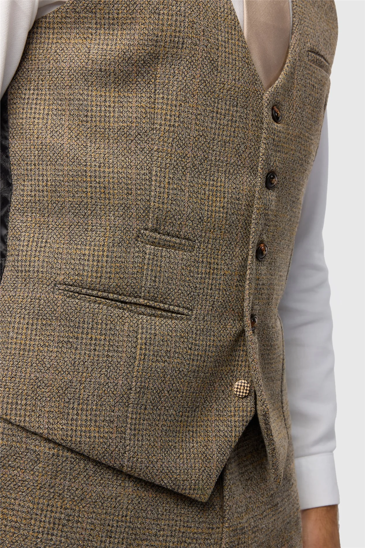 Marc Darcy Slim Fit Kris Tan Waistcoat thumbnail 2