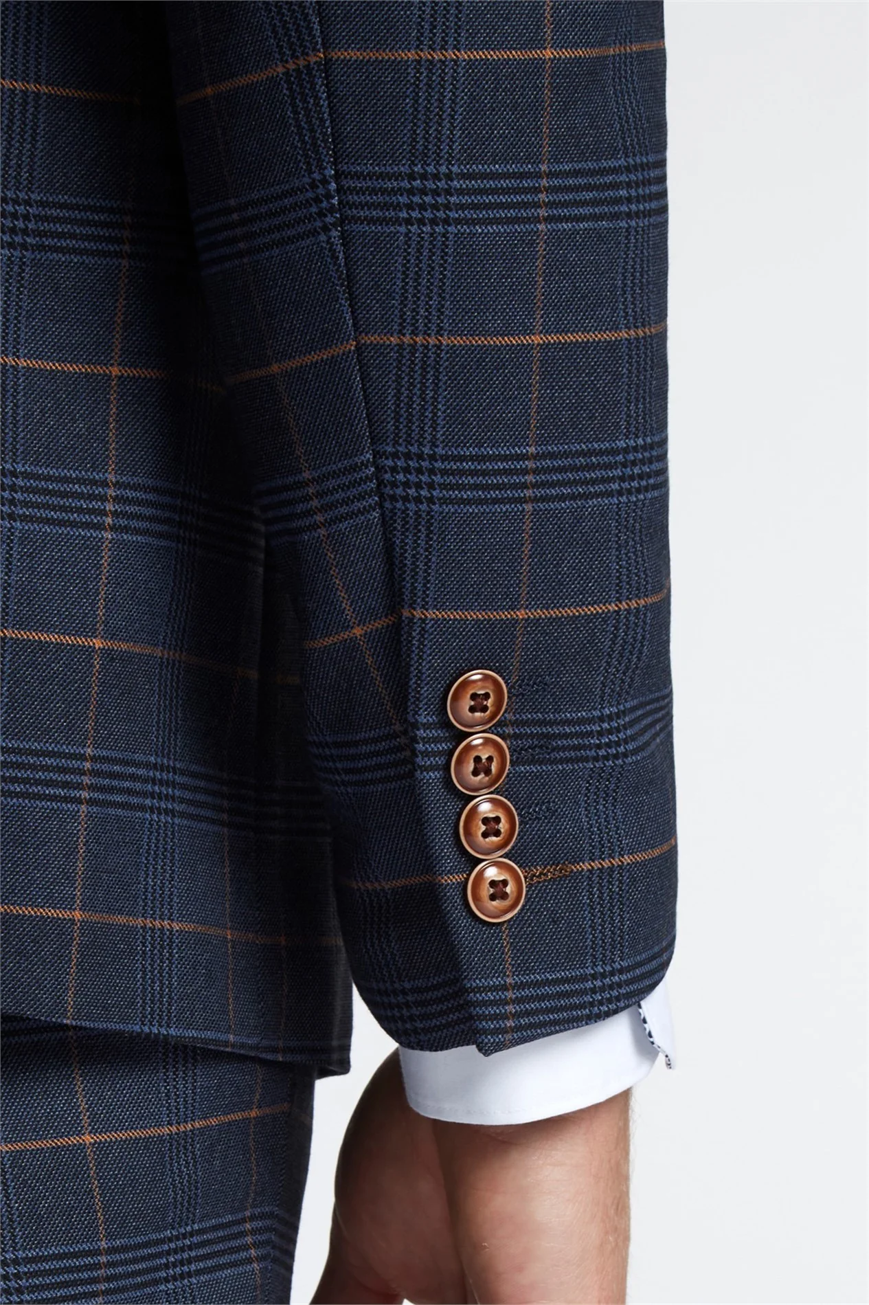 Marc Darcy Tailored Fit Jenson Navy Check Suit Jacket thumbnail 6