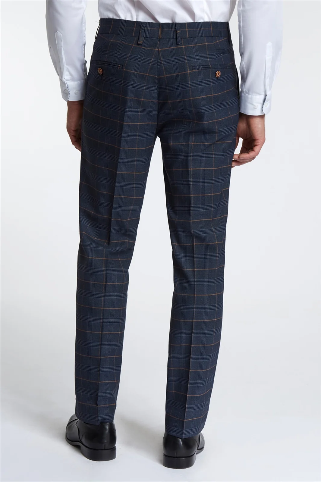 Marc Darcy Tailored Fit Jenson Navy Check Suit Trousers thumbnail 2