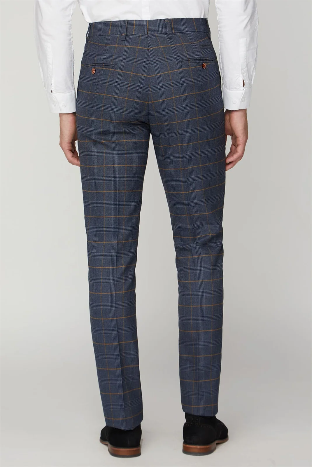 Marc Darcy Tailored Fit Jenson Navy Check Suit Trousers thumbnail 5